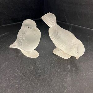 Frosted Glass Bird Figures pair